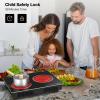 imageVBGK Electric Cooktop 1800W Single Burner Induction Cooktop with 9 Power Levels Timer and Knob Control 110120V2 Burner Electric Cooktop