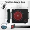 imageVBGK Electric Cooktop 1800W Single Burner Induction Cooktop with 9 Power Levels Timer and Knob Control 110120VSingle Burner Induction Cooktop