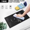 imageVBGK Electric Cooktop110V 2100W 2 Burner Electric CooktopCountertop and Builtin Stove top with 9 Power LevelsChild Safety Lock Timer LED touch controlOverheat Protection