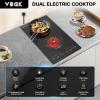 imageVBGK Electric Cooktop110V 2100W 2 Burner Electric CooktopCountertop and Builtin Stove top with 9 Power LevelsChild Safety Lock Timer LED touch controlOverheat Protection