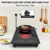 imageVBGK Electric Cooktop110V 2100W 2 Burner Electric CooktopCountertop and Builtin Stove top with 9 Power LevelsChild Safety Lock Timer LED touch controlOverheat Protection