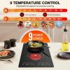 imageVBGK Electric Cooktop110V 2100W 2 Burner Electric CooktopCountertop and Builtin Stove top with 9 Power LevelsChild Safety Lock Timer LED touch controlOverheat Protection