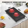 imageVBGK Electric Cooktop110V 2100W 2 Burner Electric CooktopCountertop and Builtin Stove top with 9 Power LevelsChild Safety Lock Timer LED touch controlOverheat Protection