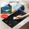 imageVBGK Electric Cooktop110V 2100W Electric Stove Top with Knob Control 9 Power Levels Kids Lock ampamp Timer Hot Surface Indicator Overheat Protection12 Inch Builtin Radiant 2 burner Electric Cooktop
