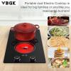 imageVBGK Electric Cooktop110V 2100W Electric Stove Top with Knob Control 9 Power Levels Kids Lock ampamp Timer Hot Surface Indicator Overheat Protection12 Inch Builtin Radiant 2 burner Electric Cooktop