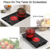 imageVBGK Electric Cooktop110V 2100W Electric Stove Top with Knob Control 9 Power Levels Kids Lock ampamp Timer Hot Surface Indicator Overheat Protection12 Inch Builtin Radiant 2 burner Electric Cooktop