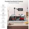 imageVBGK Electric Cooktop110V 2400W Electric Stove Top with Knob Control9 Power Levels Kids Lock ampamp TimerLED touch controlOverheat Protection Electric stove24 Inch desktop 2 burner