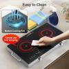 imageVBGK Electric Cooktop110V 2400W Electric Stove Top with Knob Control9 Power Levels Kids Lock ampamp TimerLED touch controlOverheat Protection Electric stove24 Inch desktop 2 burner