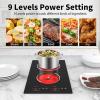 imageVBGK Electric Cooktop12 Inch Builtin Radiant Electric Stove Top110V 2100W 2 burner cooktop With 9 Heating Level Timer ampamp Kid Safety Lock Sensor Touch Control 2 burner Induction Cooktop