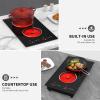 imageVBGK Electric Cooktop12 Inch Builtin Radiant Electric Stove Top110V 2100W 2 burner cooktop With 9 Heating Level Timer ampamp Kid Safety Lock Sensor Touch Control 2 burner Induction Cooktop