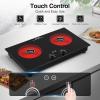 imageVBGK Electric Cooktop2400W Electric Stove TopCountertop and Builtin Hot Plate with Child Safety Lock Timer LED touch Knob ControlOverheat Protection110V 2 Burner Induction Cooktop