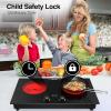 imageVBGK Electric Cooktop2400W Electric Stove TopCountertop and Builtin Hot Plate with Child Safety Lock Timer LED touch Knob ControlOverheat Protection110V 2 Burner Induction Cooktop