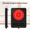 imageVBGK Single Burner Electric Cooktop 110V 1800W Electric Cooktop with LED Touch Controls and Knob Controls 10 Power Levels 4Hour Timer Safety Lock Single Burner Overheat Protection
