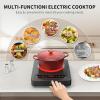 imageVBGK Single Burner Electric Cooktop 110V 1800W Electric Cooktop with LED Touch Controls and Knob Controls 10 Power Levels 4Hour Timer Safety Lock Single Burner Overheat Protection