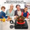 imageVBGK Single Burner Electric Cooktop 110V 1800W Electric Cooktop with LED Touch Controls and Knob Controls 10 Power Levels 4Hour Timer Safety Lock Single Burner Overheat Protection