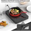 imageVBGK Single Burner Electric Cooktop 110V 1800W Electric Cooktop with LED Touch Controls and Knob Controls 10 Power Levels 4Hour Timer Safety Lock Single Burner Overheat Protection