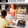 imageVBGK Single Burner Electric Cooktop110V 1800W Electric Stove Top with LED Touch ControlSingle electric burner 9 Power Levels 4 hTimer Safety LockOverheat protection