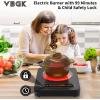 imageVBGK Single Burner Electric Cooktop110V 1800W Stove Top with LED Touch Control9 Power Levels Timer Safety Locksingle Electric burner Overheat protection