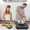imageVBGK Single Burner Induction Cooktop1800W Portable Induction Cooktop110V Hot Plate with LCD Sensor Touch 7 Temp Levels up to 518F Safety Lock 4Hour Timer 9 HeatResistant Cooking