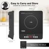 imageVBGK Single Burner Induction Cooktop1800W Portable Induction Cooktop110V Hot Plate with LCD Sensor Touch 7 Temp Levels up to 518F Safety Lock 4Hour Timer 9 HeatResistant Cooking