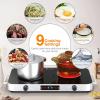 imageVBGK Electric Cooktop110V 2200W Electric Stove with Knob Control9 Power Levels Kids Lock ampamp TimerLED touch controlOverheat Protection Electric Stove Top12 Inch desktop 2 burner electric cooktop