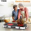 imageVBGK Electric Cooktop110V 2200W Electric Stove with Knob Control9 Power Levels Kids Lock ampamp TimerLED touch controlOverheat Protection Electric Stove Top12 Inch desktop 2 burner electric cooktop