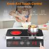 imageVBGK Electric Cooktop110V 2200W Electric Stove with Knob Control9 Power Levels Kids Lock ampamp TimerLED touch controlOverheat Protection Electric Stove Top12 Inch desktop 2 burner electric cooktop
