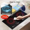 imageVBGK Electric cooktop110V 24 inch 2 Burner Electric CooktopBuiltin and Countertop Stove Top2200W Stove9 Power Levels Kids Lock ampamp TimerLED touch controlOverheat Protection