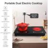 imageVBGK Electric cooktop110V 24 inch 2 Burner Electric CooktopBuiltin and Countertop Stove Top2200W Stove9 Power Levels Kids Lock ampamp TimerLED touch controlOverheat Protection