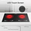 imageVBGK Electric cooktop110V 24 inch 2 Burner Electric CooktopBuiltin and Countertop Stove Top2200W Stove9 Power Levels Kids Lock ampamp TimerLED touch controlOverheat Protection