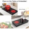 imageVBGK Electric cooktop110V 24 inch 2 Burner Electric CooktopBuiltin and Countertop Stove Top2200W Stove9 Power Levels Kids Lock ampamp TimerLED touch controlOverheat Protection