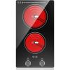 imageVBGK Electric Cooktop110V 2100W Electric Stove Top with Knob Control 9 Power Levels Kids Lock ampamp Timer Hot Surface Indicator Overheat Protection12 Inch Builtin Radiant 2 burner Electric Cooktop