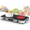 imageVBGK Electric Cooktop110V 2200W Electric Stove with Knob Control9 Power Levels Kids Lock ampamp TimerLED touch controlOverheat Protection Electric Stove Top12 Inch desktop 2 burner electric cooktop