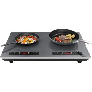 imageVBGK Double Induction Cooktop 24 inch 4000W Electric cooktop with hot plate induction stove top with LED Touch Screen 9 Levels Settings with Child Safety Lock ampamp Timer 110V Induction cooktop 2 burner
