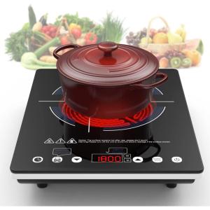 imageVBGK Electric Cooktop110V Electric Stove TopSingle Burner LED Touch Control9 Power Levels Kids Lock ampampTimerOverheat Protection1800W Portable Induction Cooktop