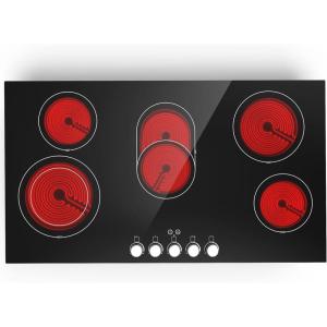 imageVBGK Electric cooktop 36 inch240V 8600W 36 inch Induction CooktopBuiltin and Countertop Electric Stove TopKnob Control 9 Heating Level Timer ampamp Kid Safety Lock