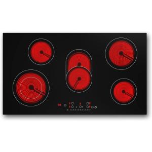 imageVBGK Electric cooktop 36 inchElectric Stove burnerBuiltin and Countertop Stove Top LED Touch Screen9 Heating Level Timer ampamp Kid Safety Lock Touch Control240V 8600W Cooktop
