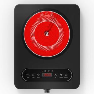 imageVBGK Single Burner Electric Cooktop 110V 1800W Electric Cooktop with LED Touch Controls and Knob Controls 10 Power Levels 4Hour Timer Safety Lock Single Burner Overheat Protection