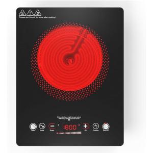 imageVBGK Single Burner Electric Cooktop110V 1800W Electric Stove Top with LED Touch ControlSingle electric burner 9 Power Levels 4 hTimer Safety LockOverheat protection