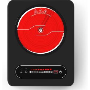 imageVBGK Single Burner Electric Cooktop110V 1800W Stove Top with LED Touch Control9 Power Levels Timer Safety Locksingle Electric burner Overheat protection