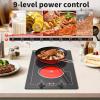 imageVBGK Electric Cooktop110V 2100W electric Stove Top with Knob ControlCountertopBuiltin Design with 9 Power LevelsKids Lock ampamp Timer Overheat Protectionand touch control 2 burner electric Cooktop