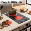 imageVBGK Electric Cooktop110V 2100W electric Stove Top with Knob ControlCountertopBuiltin Design with 9 Power LevelsKids Lock ampamp Timer Overheat Protectionand touch control 2 burner electric Cooktop