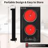 imageVBGK Electric Cooktop110V 2100W electric Stove Top with Knob ControlCountertopBuiltin Design with 9 Power LevelsKids Lock ampamp Timer Overheat Protectionand touch control 2 burner electric Cooktop