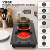imageVBGK Electric Cooktop110V 2100W electric Stove Top with Knob ControlCountertopBuiltin Design with 9 Power LevelsKids Lock ampamp Timer Overheat Protectionand touch control 2 burner electric Cooktop