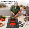 imageVBGK Electric Cooktop110V 2100W electric Stove Top with Knob ControlCountertopBuiltin Design with 9 Power LevelsKids Lock ampamp Timer Overheat Protectionand touch control 2 burner electric Cooktop