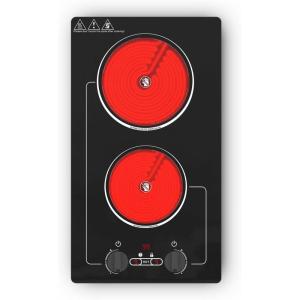 imageVBGK Electric Cooktop110V 2100W electric Stove Top with Knob ControlCountertopBuiltin Design with 9 Power LevelsKids Lock ampamp Timer Overheat Protectionand touch control 2 burner electric Cooktop