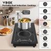 imageVBGK 2 burner Induction cooktop110V 2300W double burner hot plate with LED Touch Screen 9 Power Levels Kids Lock ampamp Timer Overheat Protection knob and touch control Double Induction Cooktop