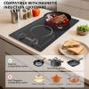 imageVBGK 2 burner Induction cooktop110V 2300W double burner hot plate with LED Touch Screen 9 Power Levels Kids Lock ampamp Timer Overheat Protection knob and touch control Double Induction Cooktop