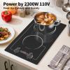 imageVBGK 2 burner Induction cooktop110V 2300W double burner hot plate with LED Touch Screen 9 Power Levels Kids Lock ampamp Timer Overheat Protection knob and touch control Double Induction Cooktop