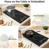 imageVBGK 2 burner Induction cooktop110V 2300W double burner hot plate with LED Touch Screen 9 Power Levels Kids Lock ampamp Timer Overheat Protection knob and touch control Double Induction Cooktop